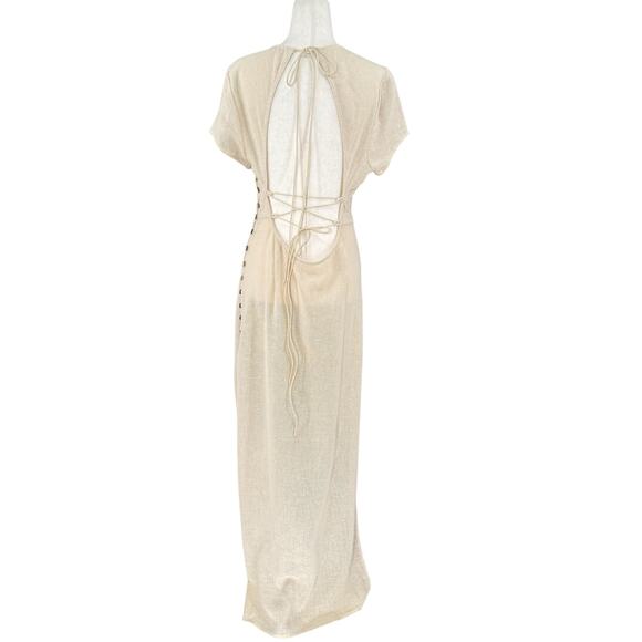 Free People Free-est Baby Tee Maxi Dress Womens Size Small Beige Sheer Boho - Picture 9 of 15